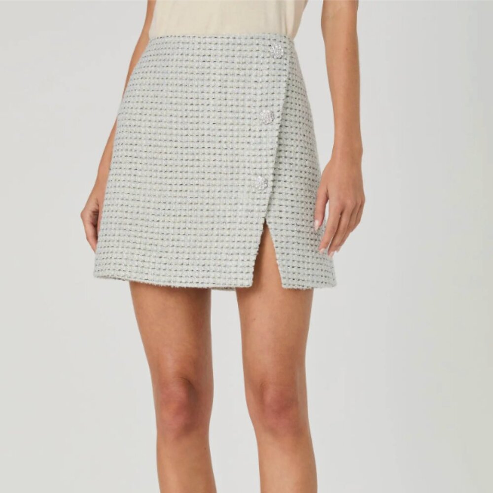 NWT Size 4 French Connection Tweed Faux Wrap Miniskirt